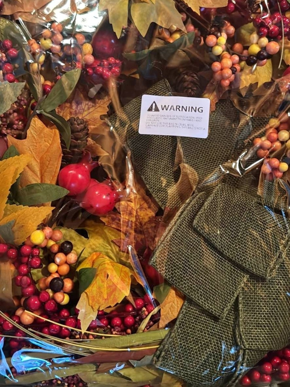 Autumn Harvest Decorative Fall Wreath with Red Berry Accents